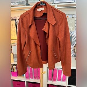 Philosophy Faux Suede Biker Jacket, Burnt Orange Size Large